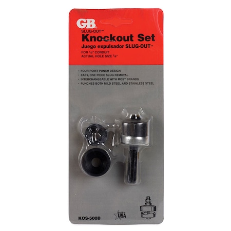 Slug-Out Gardner Bender Slug-Out 1/2 in. Stainless Steel Knockout Punch Set 1 in. L 2 pc KOS-500B